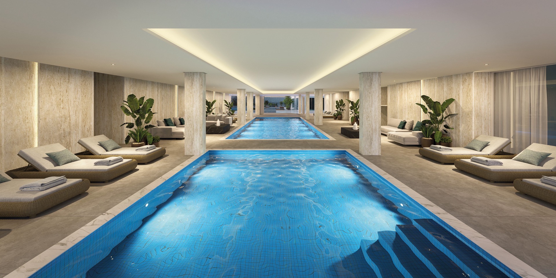 Piscinas cobertas - clube privativo AP Towers